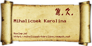 Mihalicsek Karolina névjegykártya